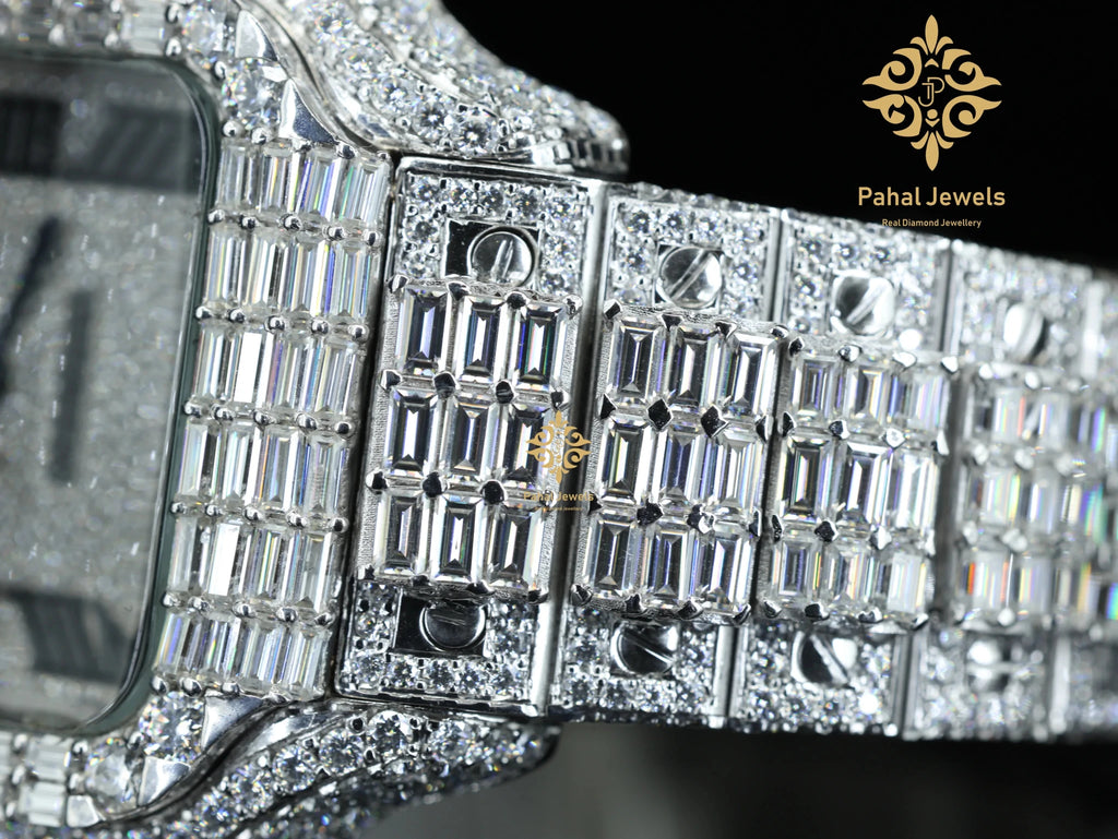 Moissanite Hip Hop Iced Out Watch with Roman Numbers