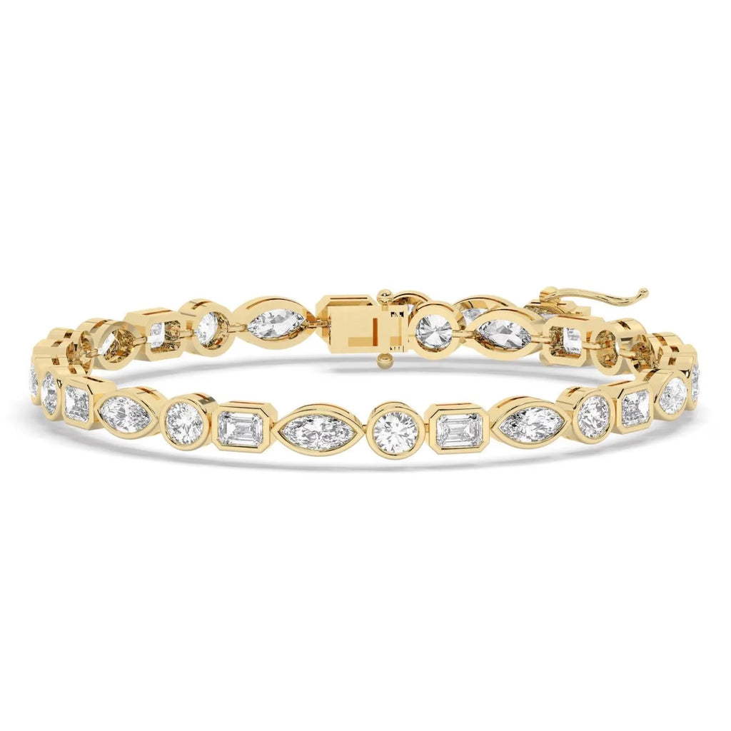 Moissanite Tennis Bracelet 14K Gold 5mm Bezel Set