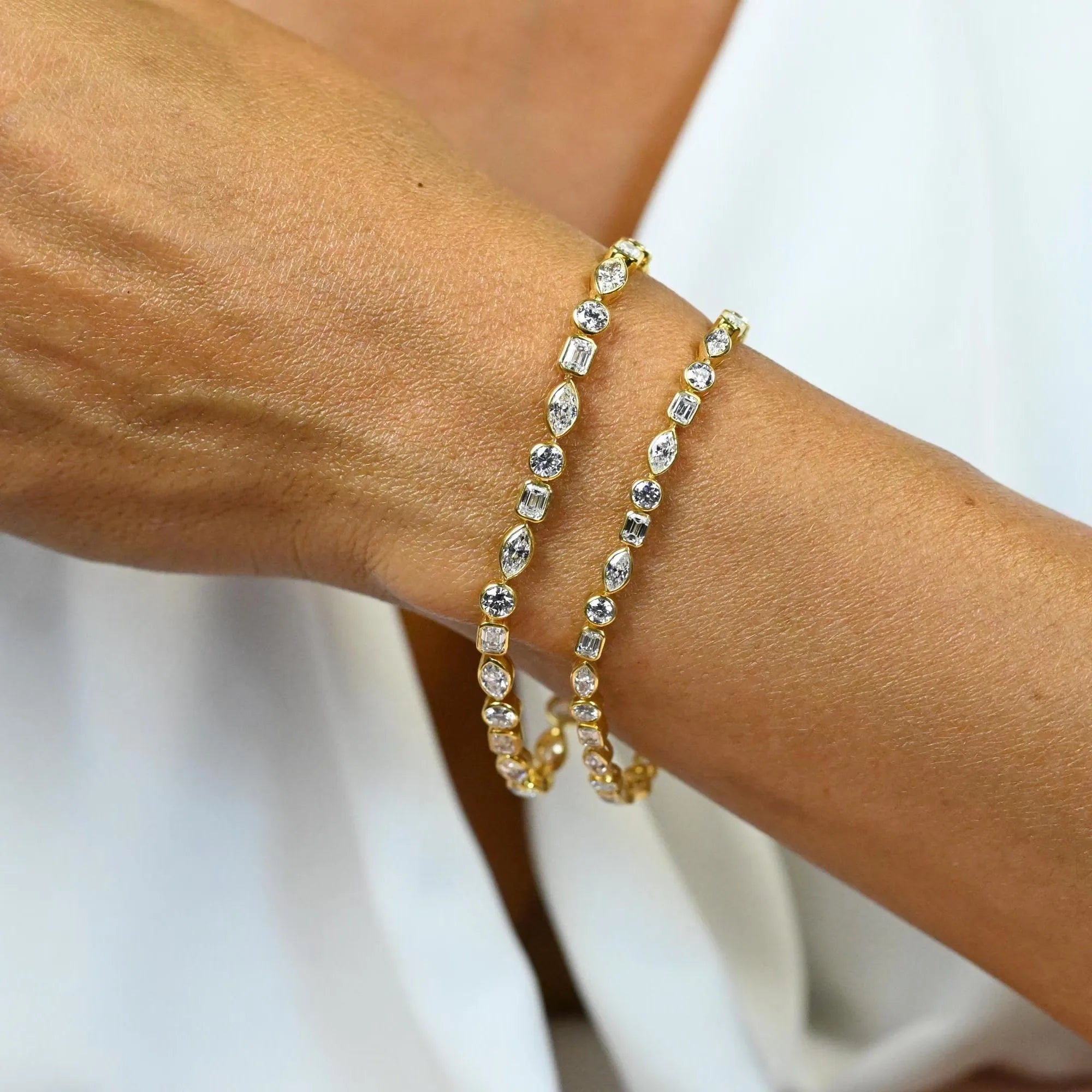 Moissanite Tennis Bracelet 14K Gold 5mm Bezel Set