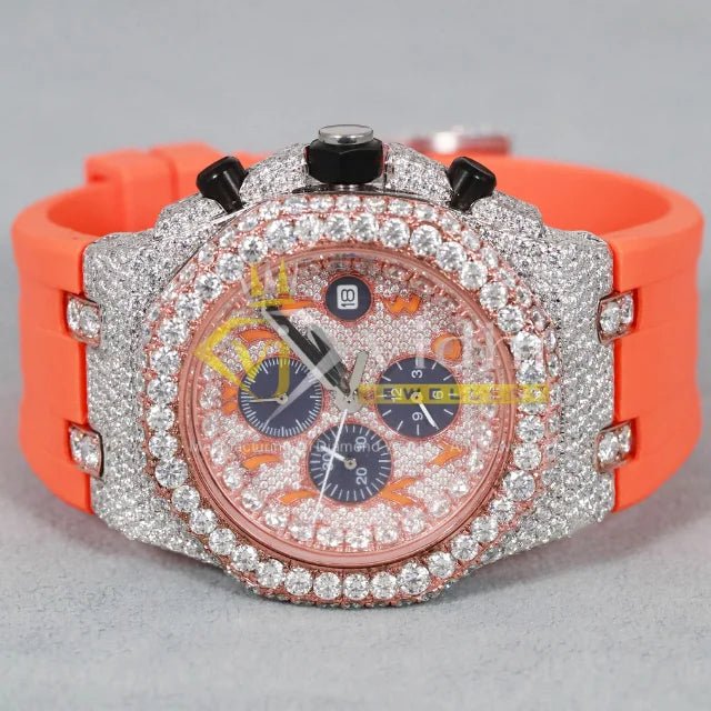 Moissanite Watch for Men Stainless Steel Hip Hop Style