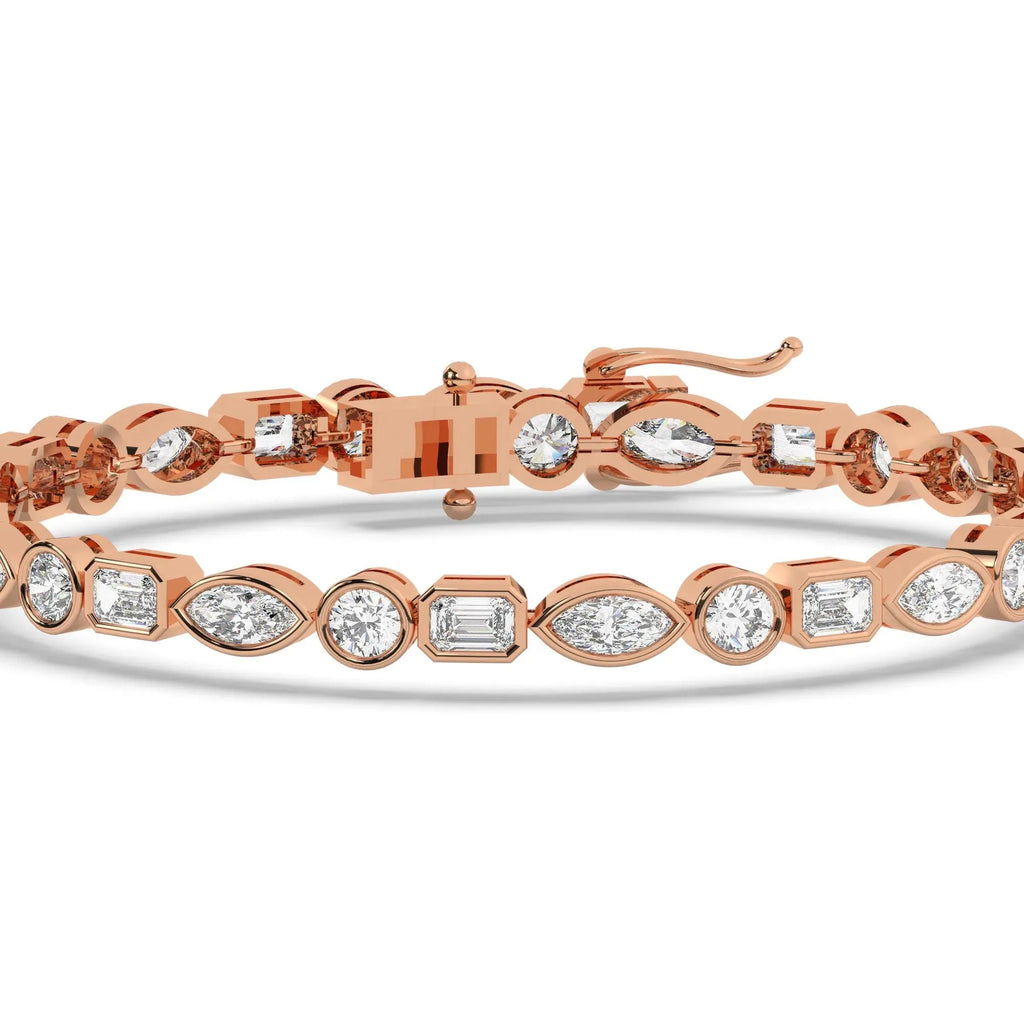 Moissanite Tennis Bracelet 14K Gold 5mm Bezel Set