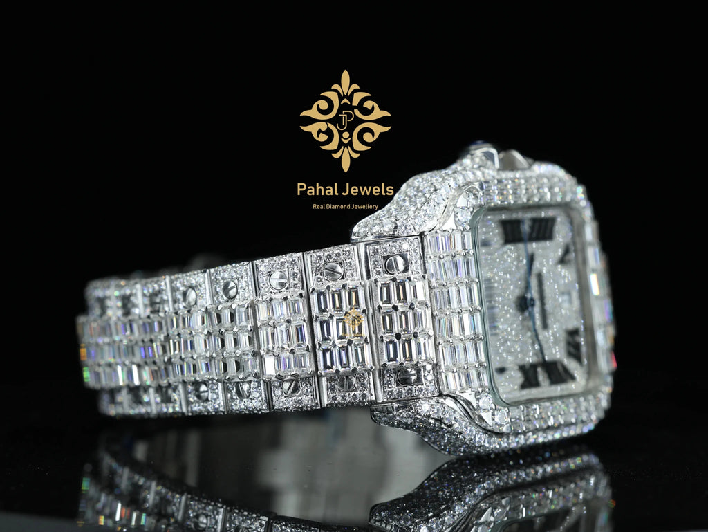 Moissanite Hip Hop Iced Out Watch with Roman Numbers