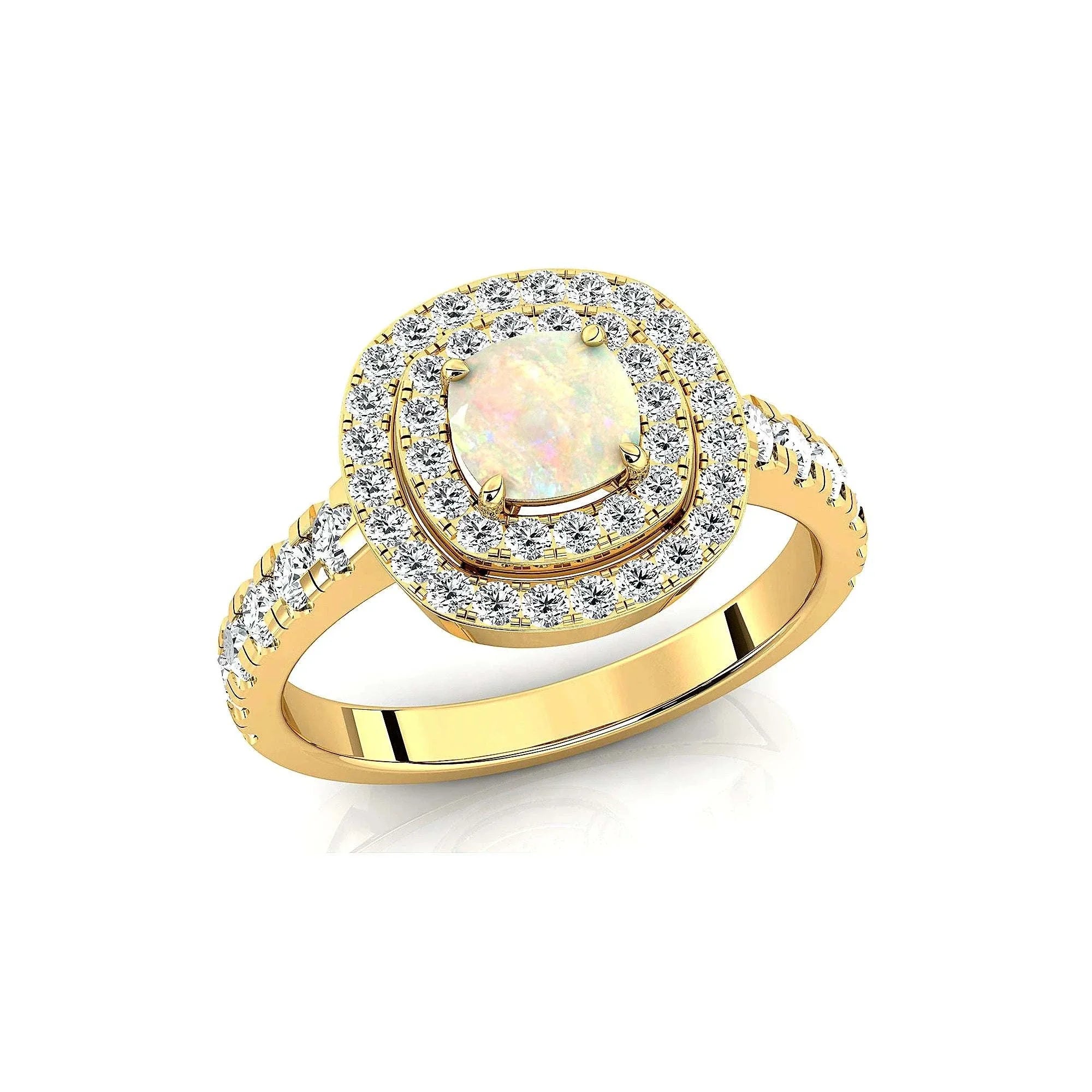 18kt solid gold ring with Ethiopian opal and diamonds by GEUM Jewels
