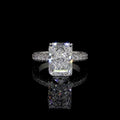Grande Aura Diamond Ring in 14K Gold with Pave Band