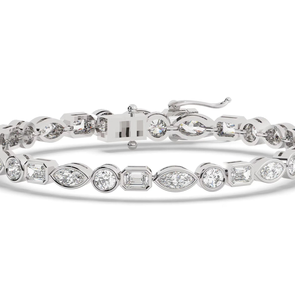 Moissanite Tennis Bracelet 14K Gold 5mm Bezel Set