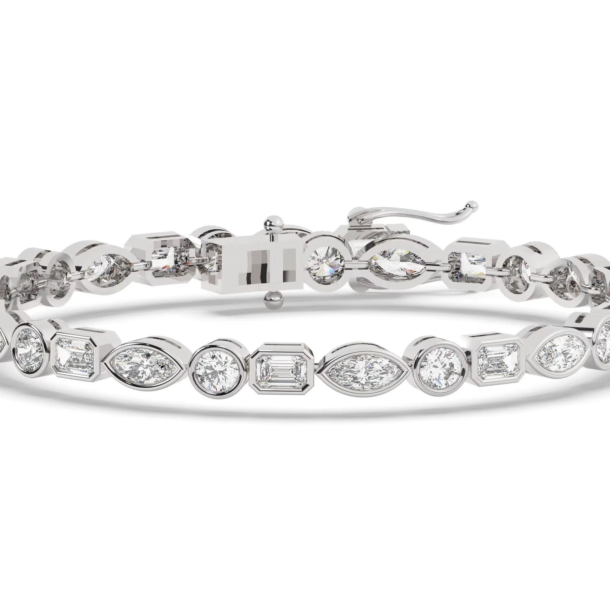 Moissanite Tennis Bracelet 14K Gold 5mm Bezel Set