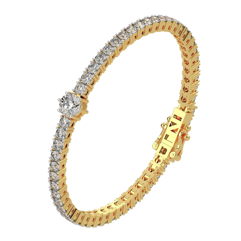 Lab Grown Diamond Tennis Bracelet 9K Gold Women's - The Gold Collective