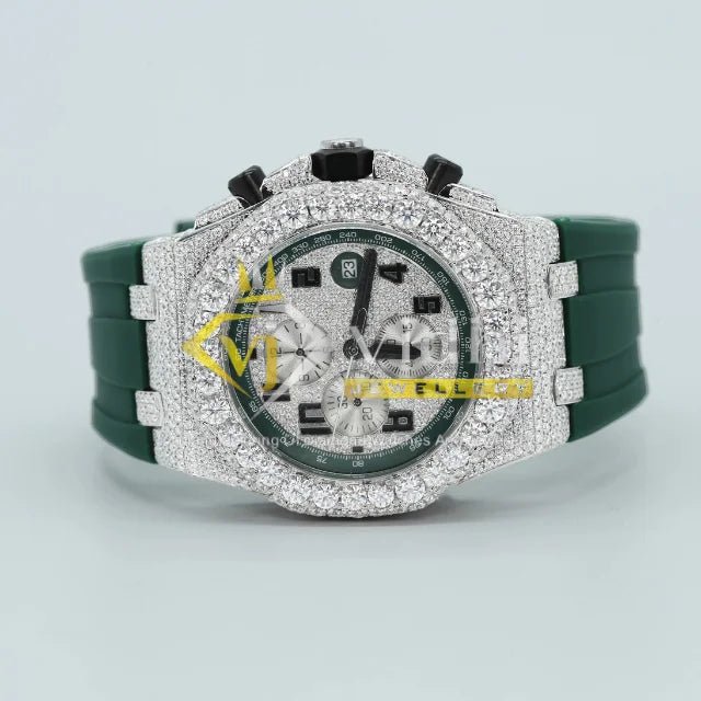 Moissanite Watch for Men Stainless Steel Hip Hop Style