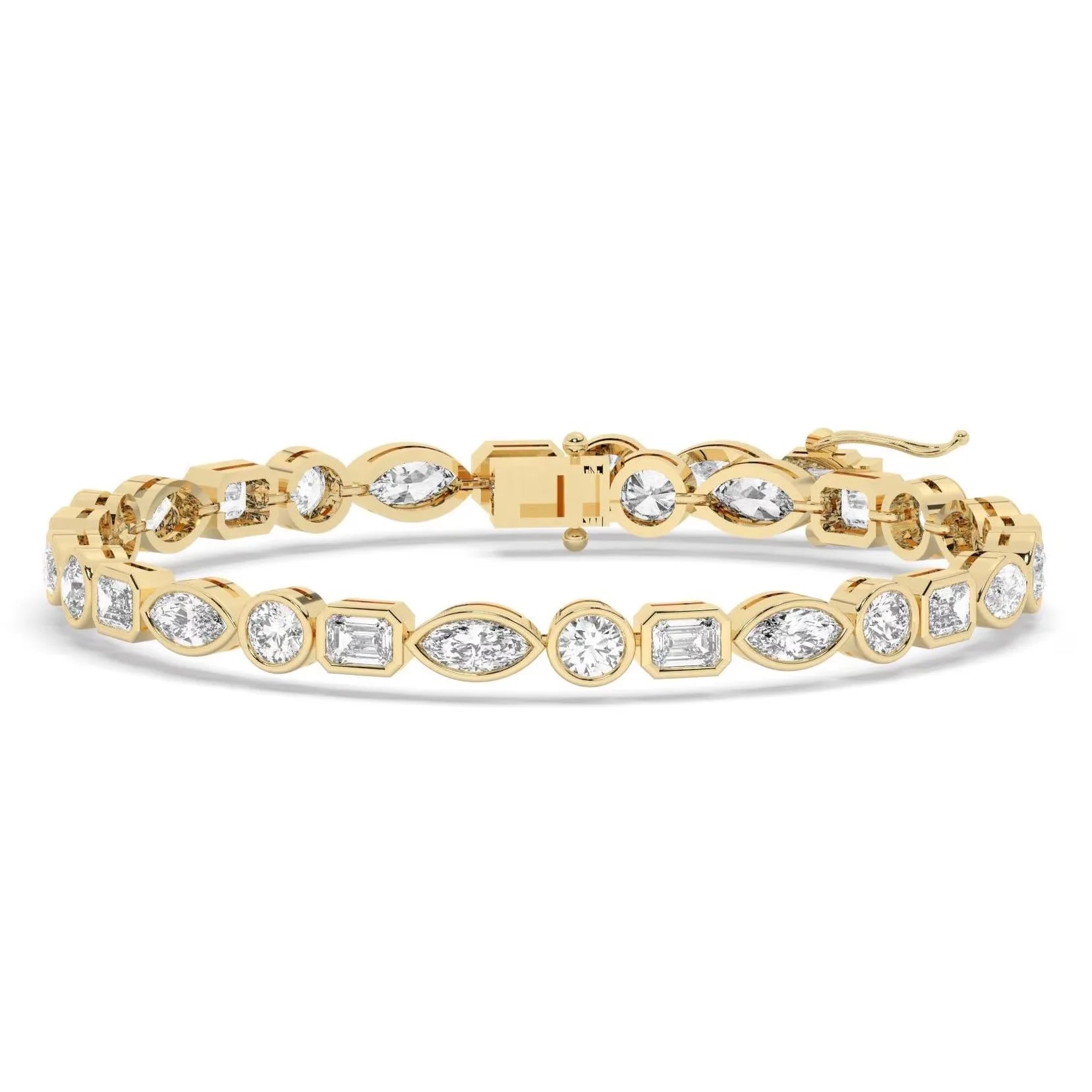 Moissanite Tennis Bracelet 14K Gold 5mm Bezel Set