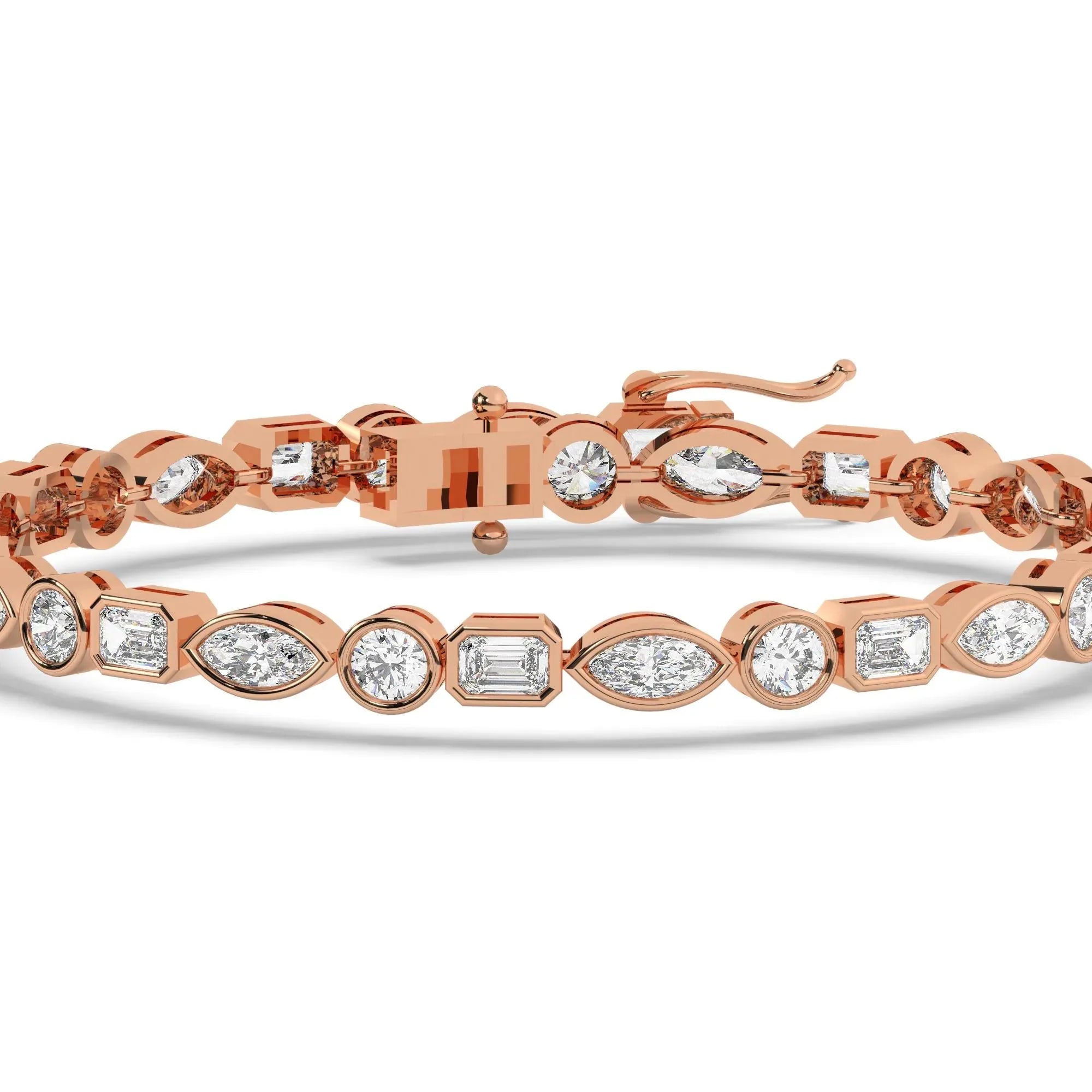 Moissanite Tennis Bracelet 14K Gold 5mm Bezel Set