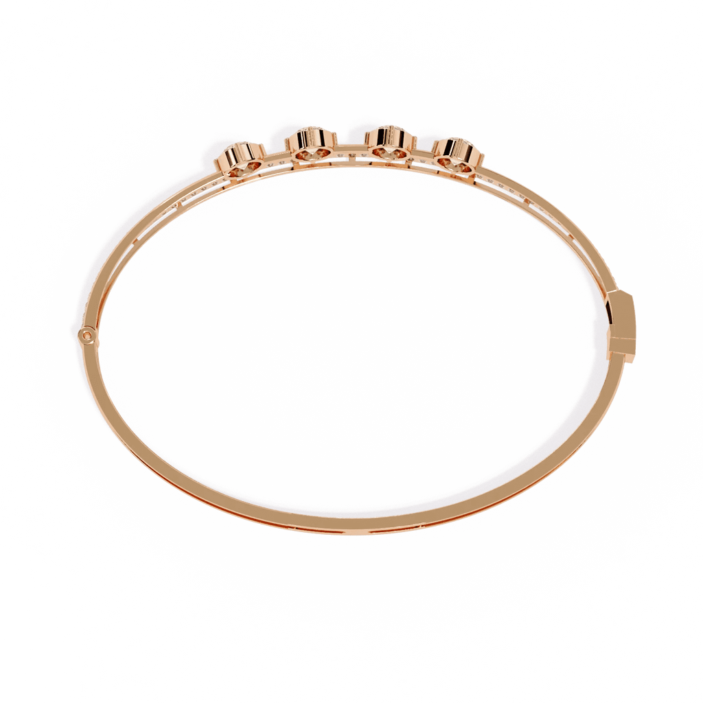18K Gold Diamond Bangle Bracelet for Women
