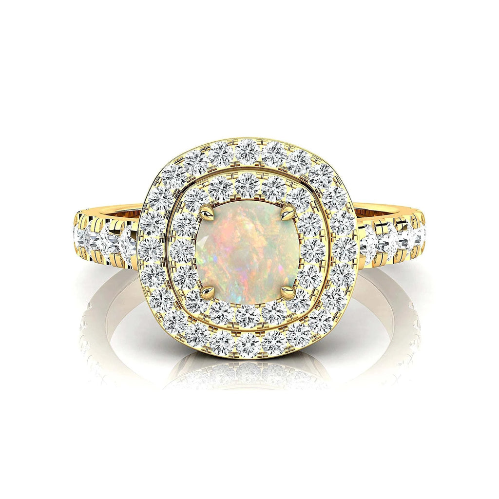 18kt Solid Gold Ethiopian Opal and Diamond Ring