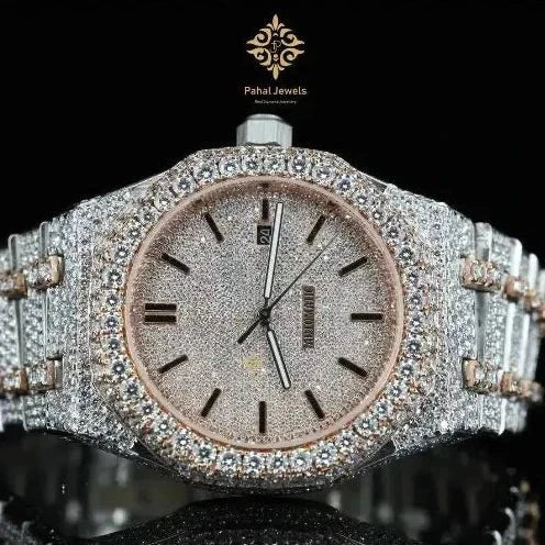 Luxury Moissanite watch men hip hop bling iced out wristwatch 41mm stainless steel automatic