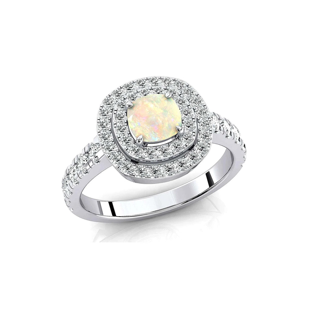 18kt Solid Gold Ethiopian Opal and Diamond Ring
