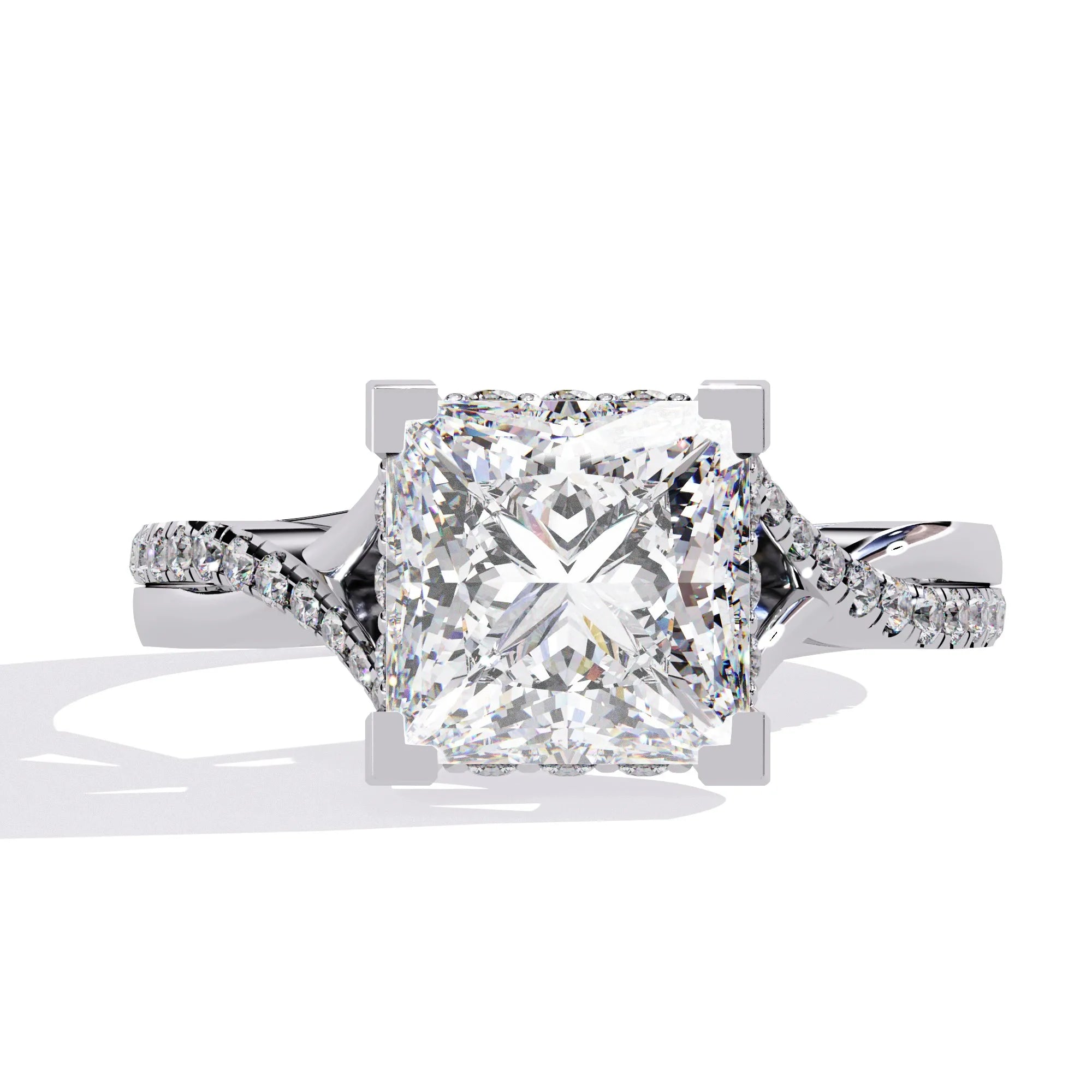 Princess Cut Diamond Ring 14K Gold Engagement Jewelry