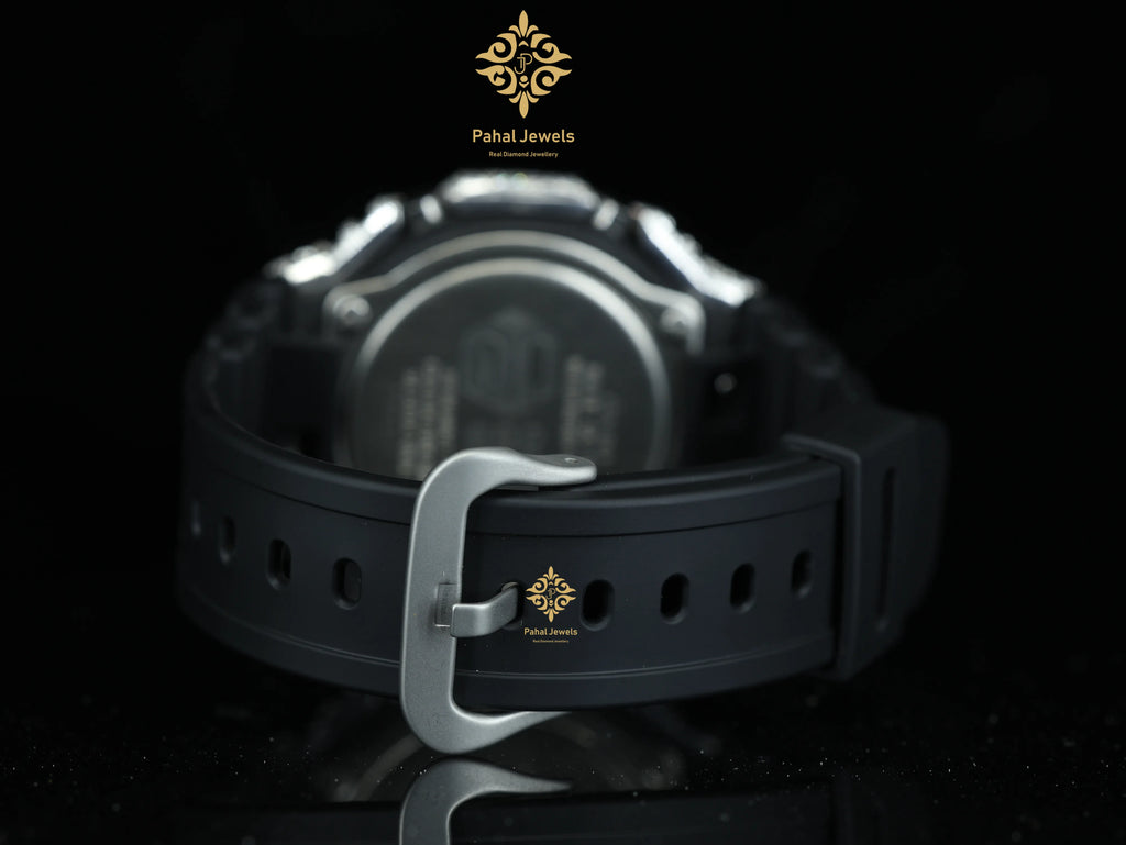 Moissanite Watch Digital Dial Display Fully Iced 925 Silver