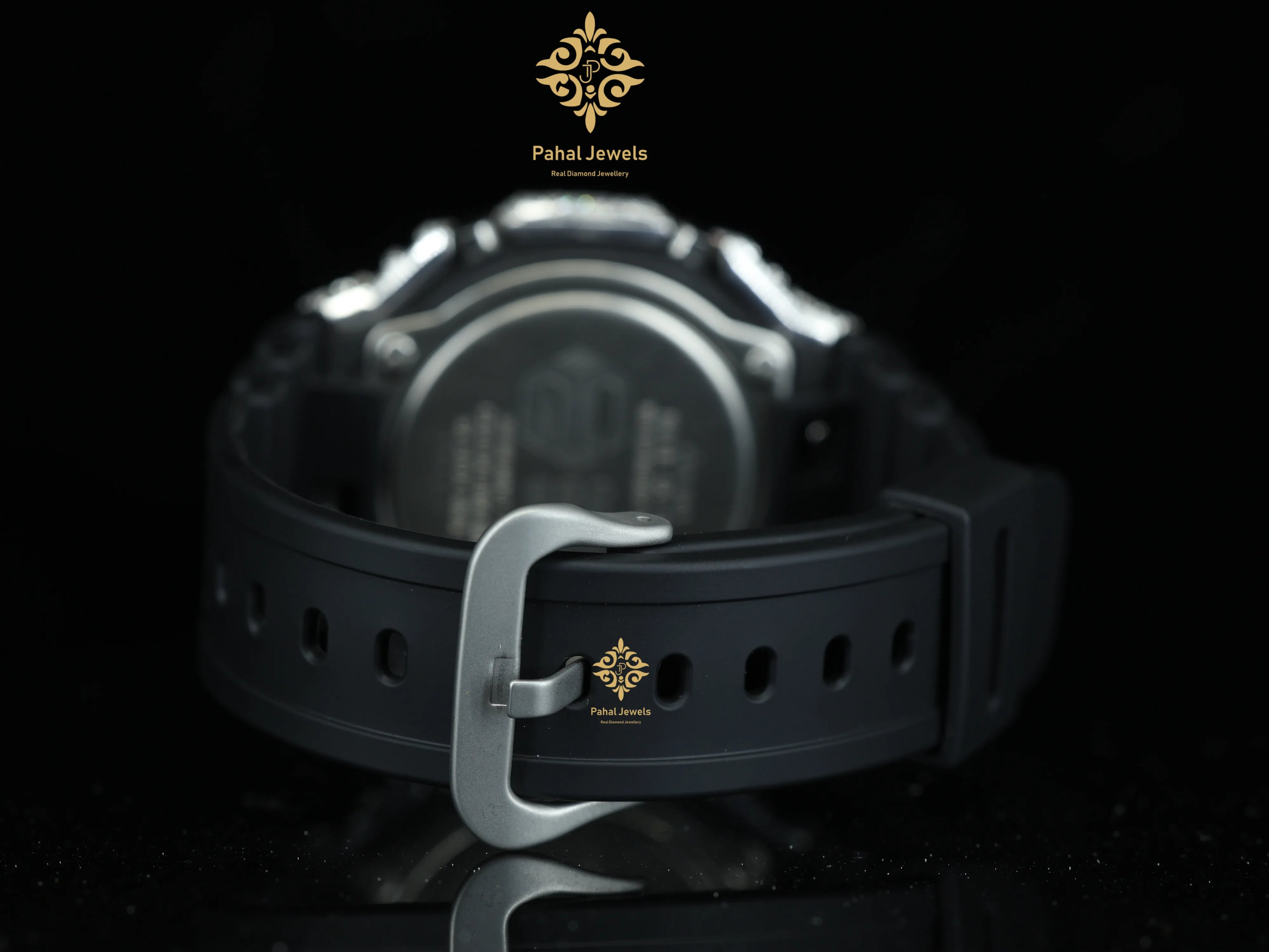 Moissanite Watch Digital Dial Display Fully Iced 925 Silver