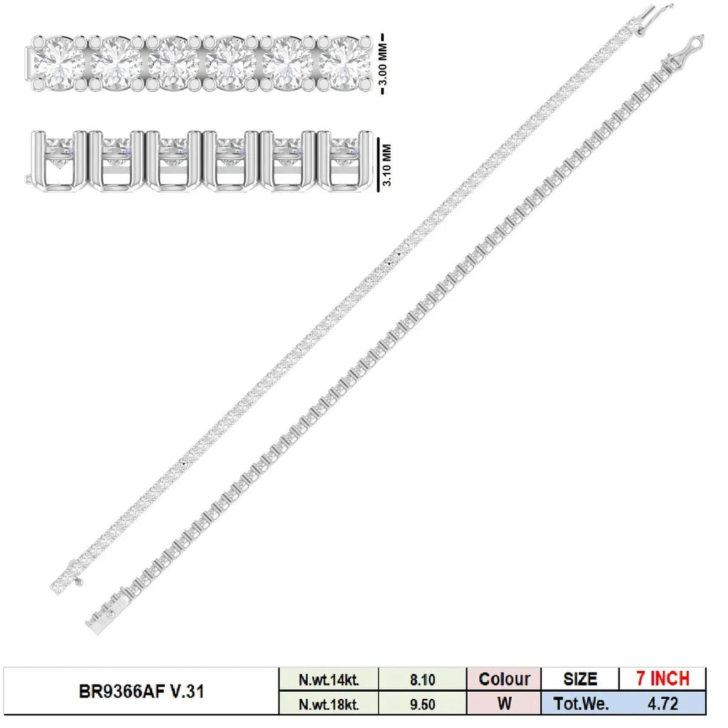 14K Gold Diamond Tennis Bracelet Lab Grown 4.72ct Women - The Gold Collective