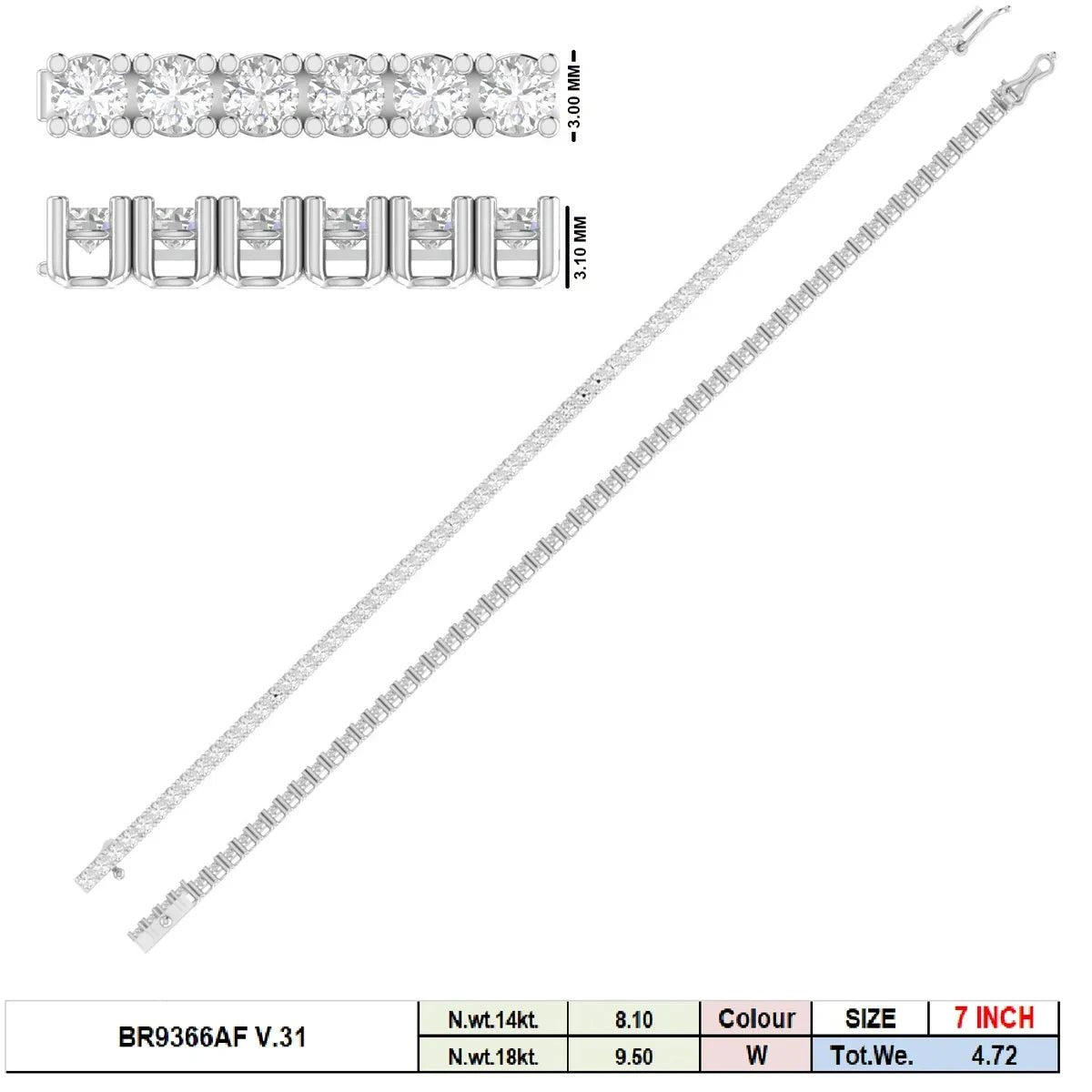 14K Gold Diamond Tennis Bracelet Lab Grown 4.72ct Women - The Gold Collective