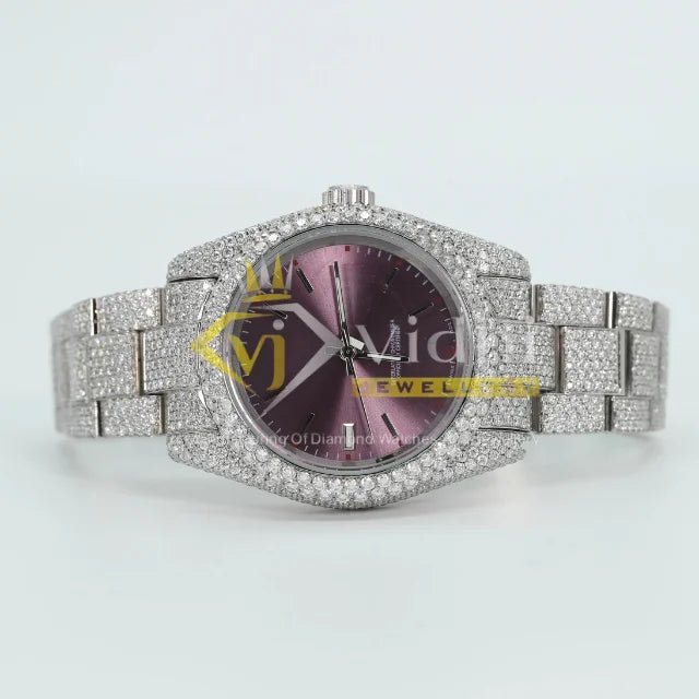 Moissanite Watch for Men Stainless Steel Hip Hop Style