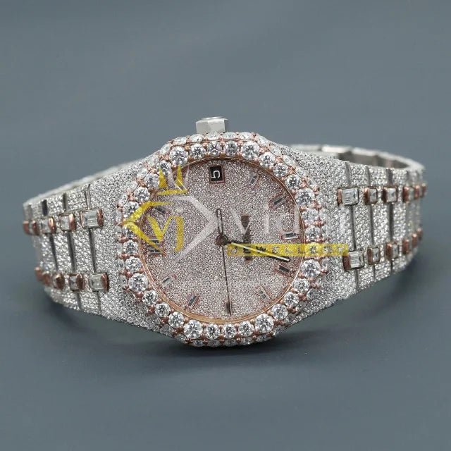 Moissanite Watch for Men Stainless Steel Hip Hop Style