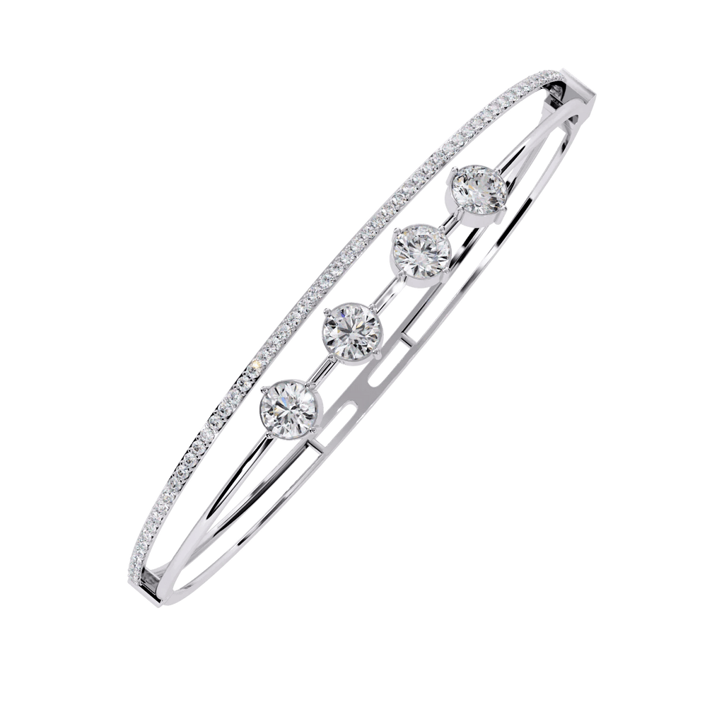18K Gold Diamond Bangle Bracelet for Women