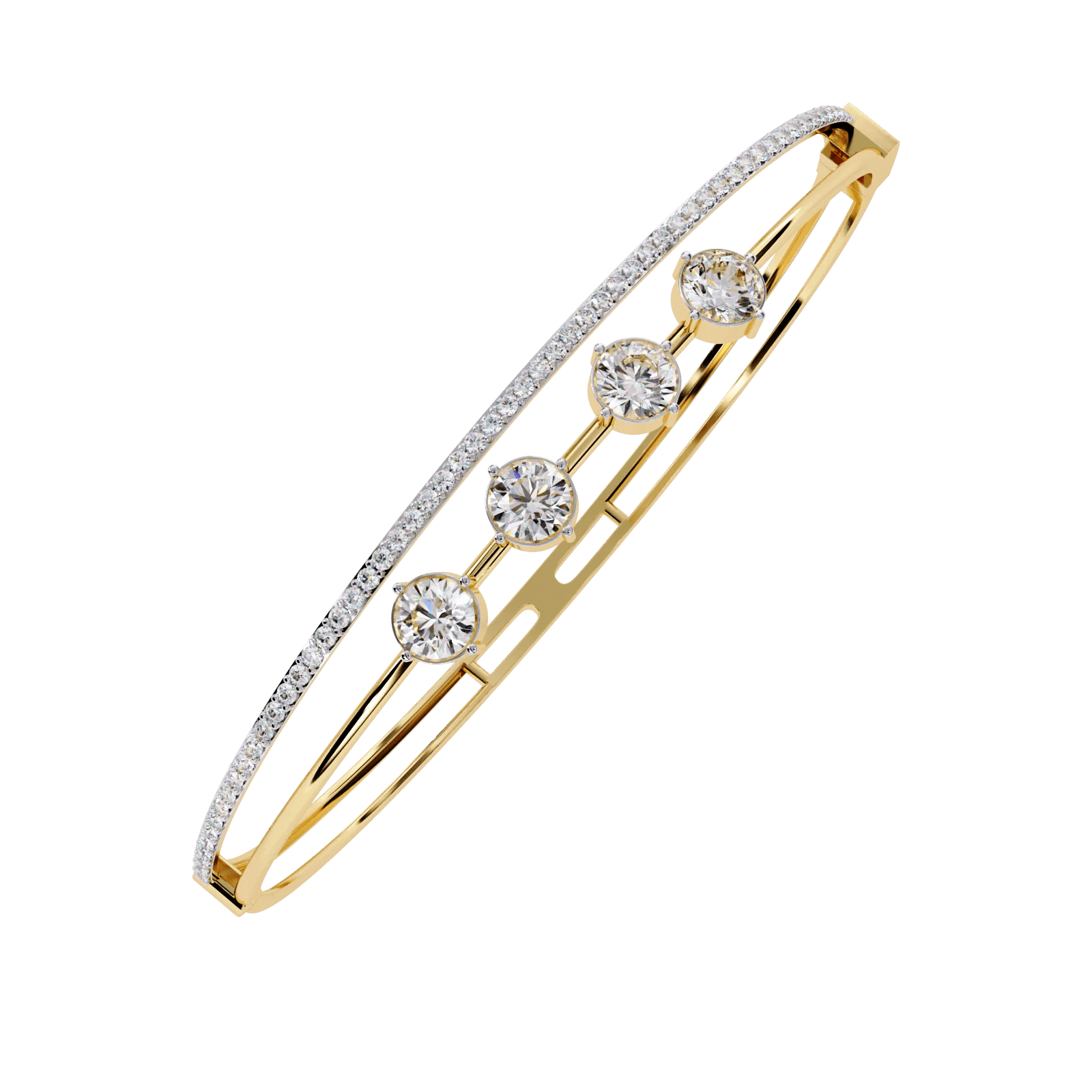 18K Gold Diamond Bangle Bracelet for Women