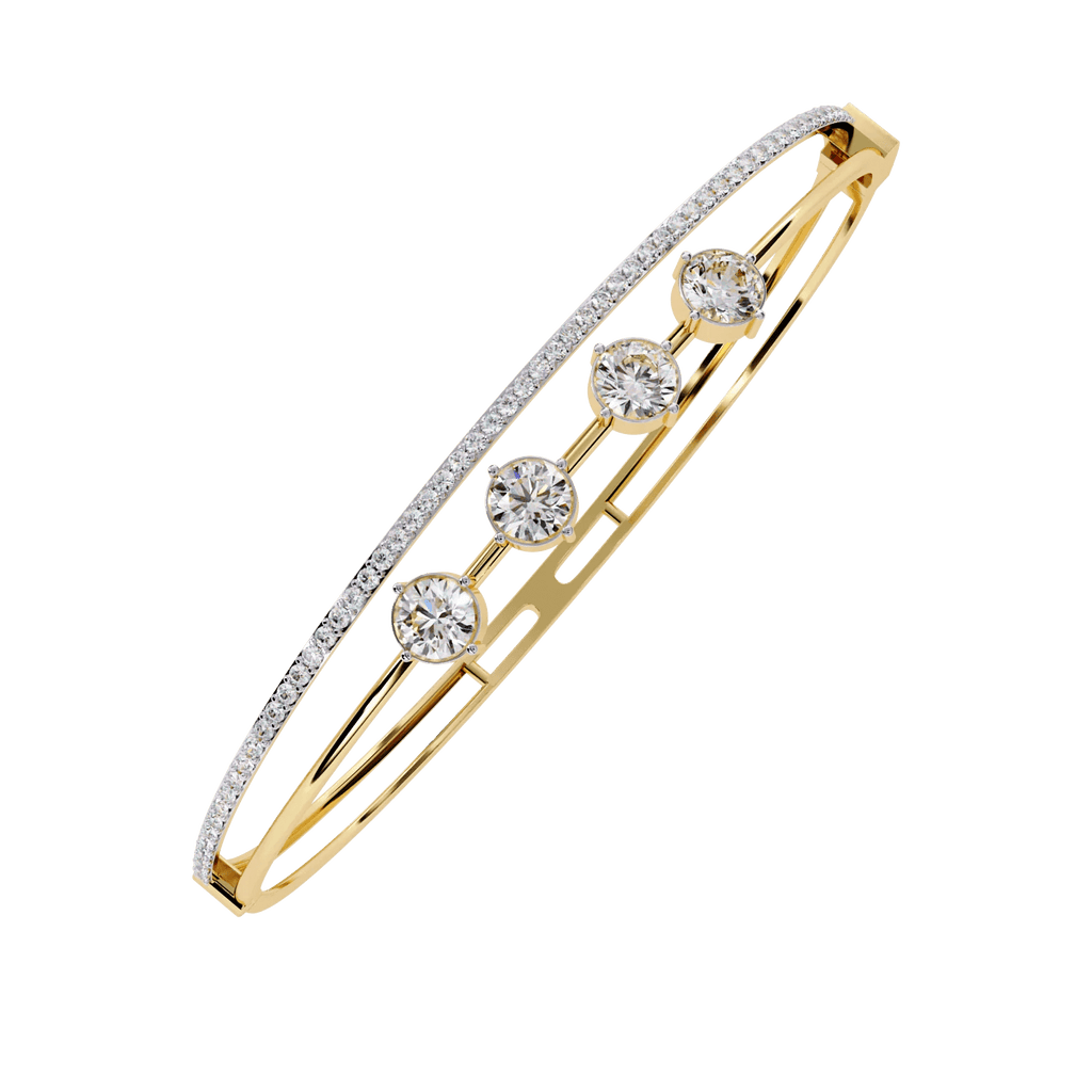 18K Gold Diamond Bangle Bracelet for Women