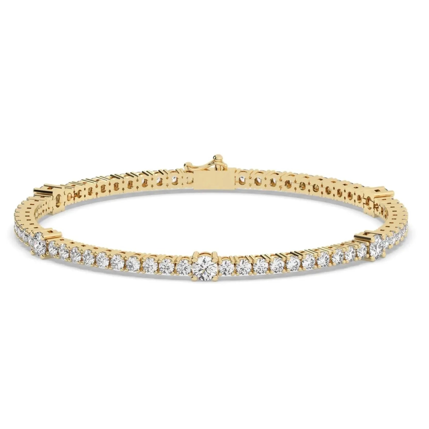 Moissanite Diamond Tennis Bracelet 14K Yellow Gold 7 Inch - The Gold Collective