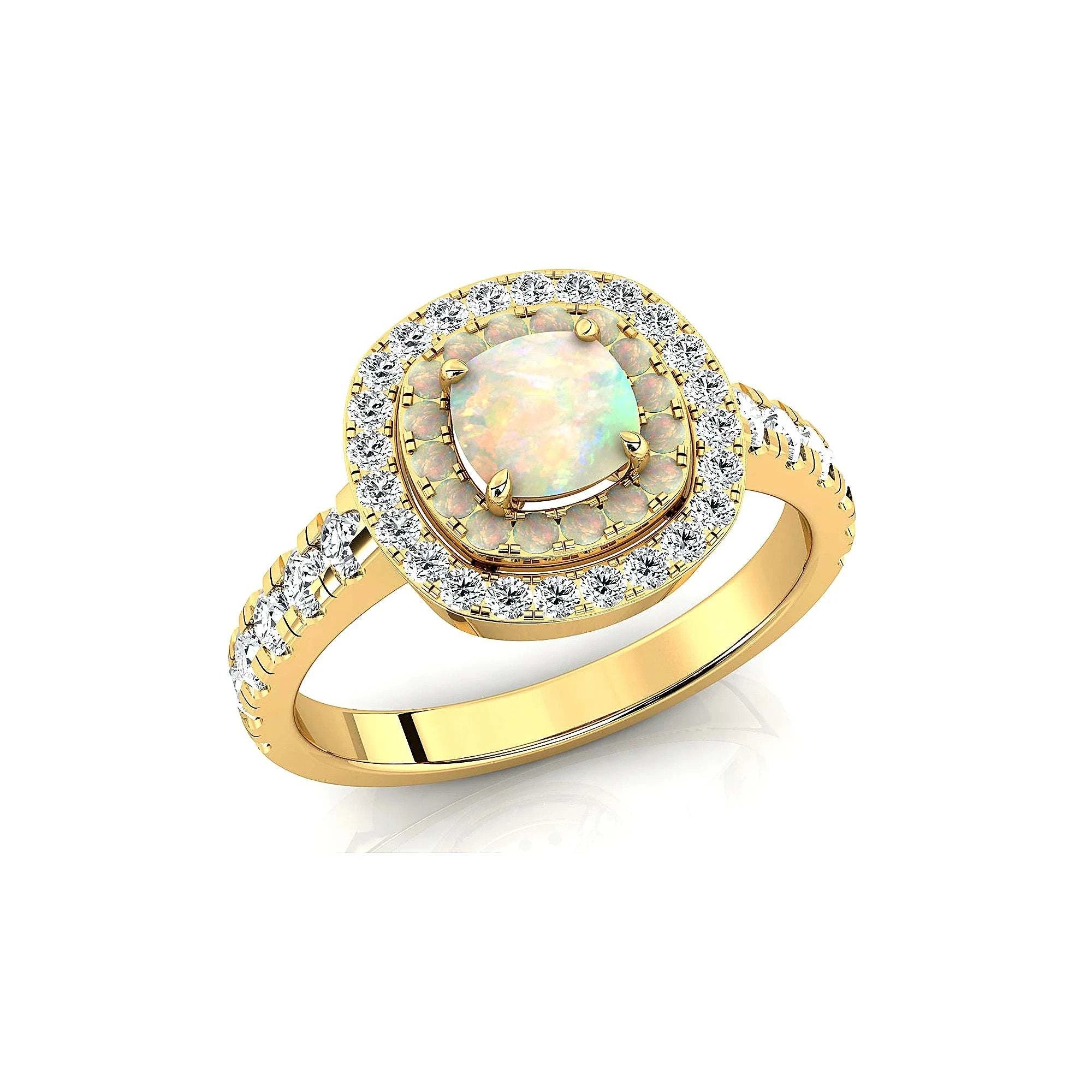 18kt Solid Gold Ethiopian Opal and Diamond Ring