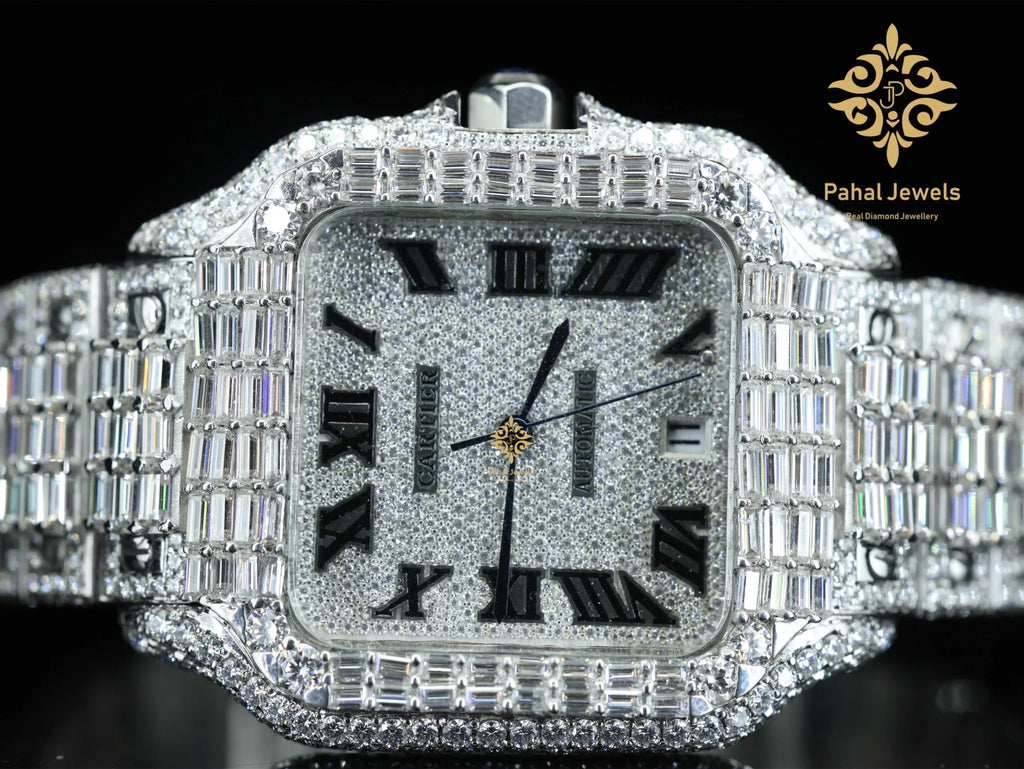 Moissanite Hip Hop Iced Out Watch with Roman Numbers