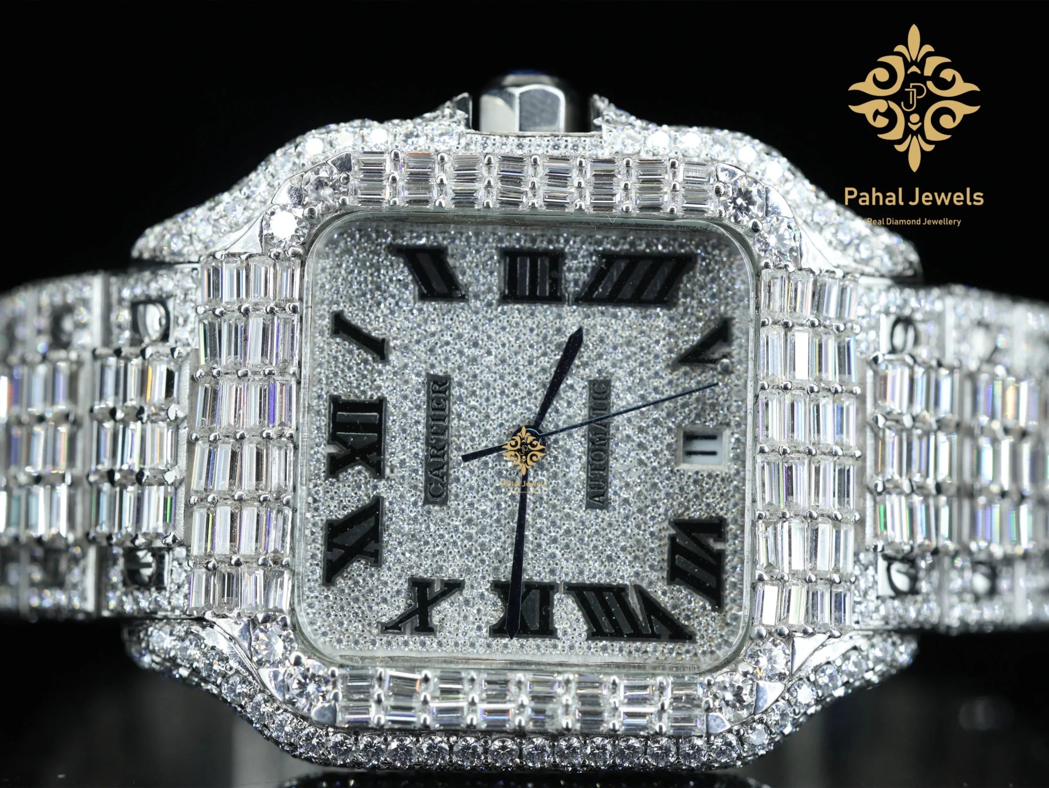 Moissanite Hip Hop Iced Out Watch with Roman Numbers