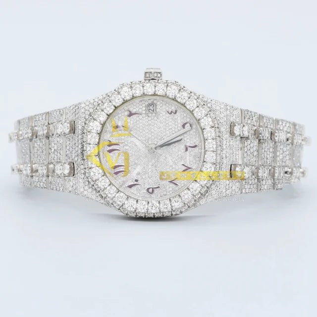 Moissanite Watch for Men Stainless Steel Hip Hop Style