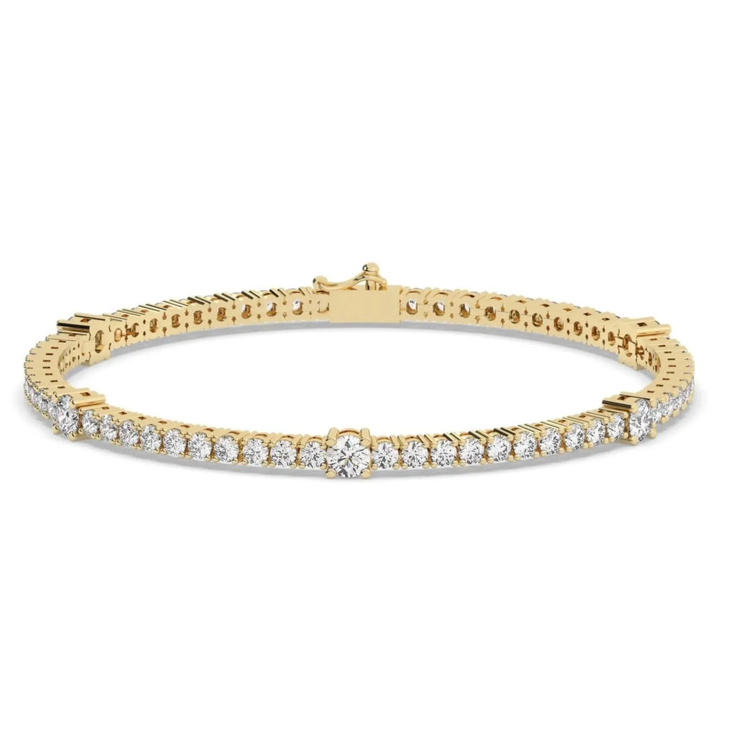 Moissanite Diamond Tennis Bracelet 14K Yellow Gold 7 Inch - The Gold Collective