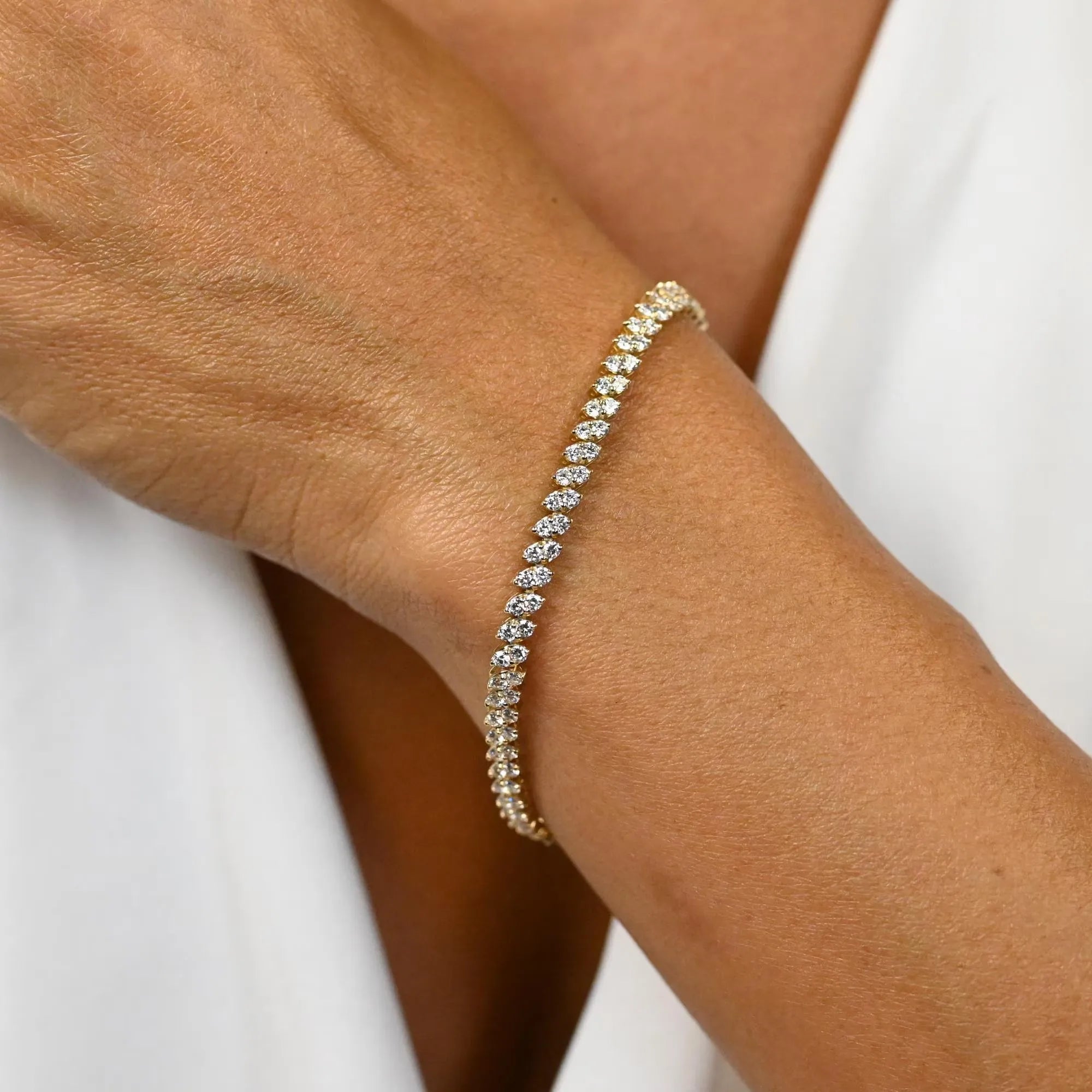 Moissanite Diamond Tennis Bracelet 14K Gold 4ct