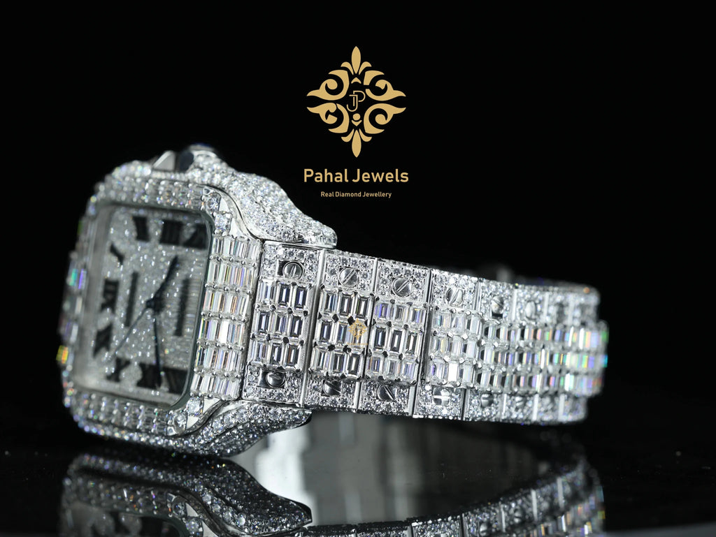 Moissanite Hip Hop Iced Out Watch with Roman Numbers