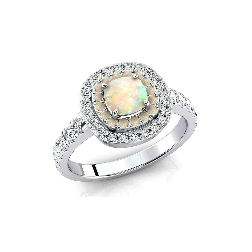 18kt Solid Gold Ethiopian Opal and Diamond Ring