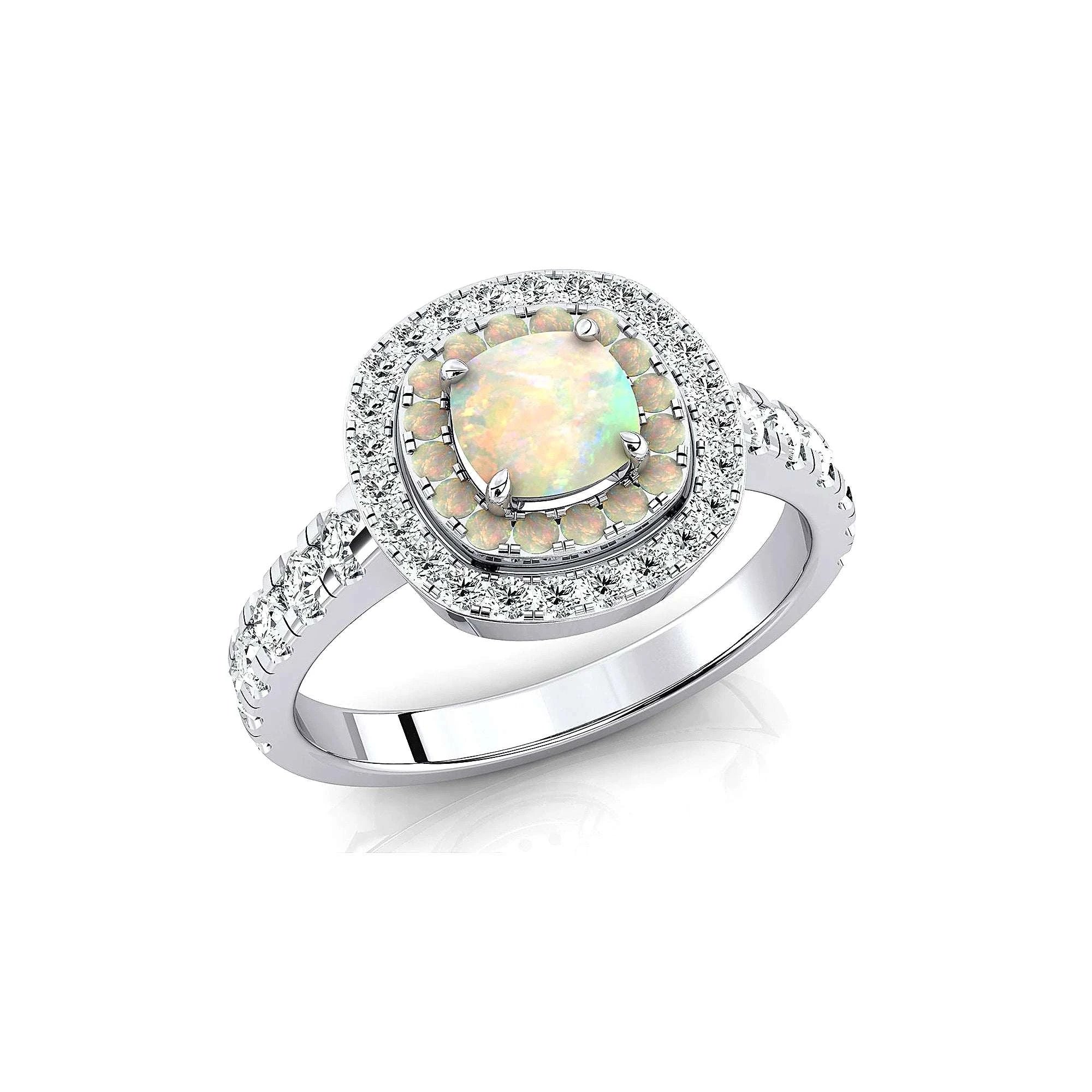 18kt Solid Gold Ethiopian Opal and Diamond Ring