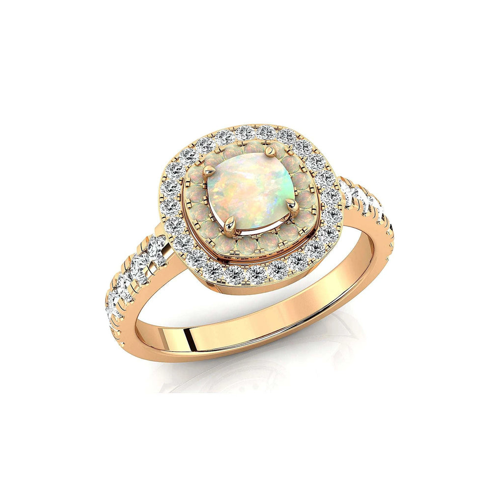 18kt Solid Gold Ethiopian Opal and Diamond Ring