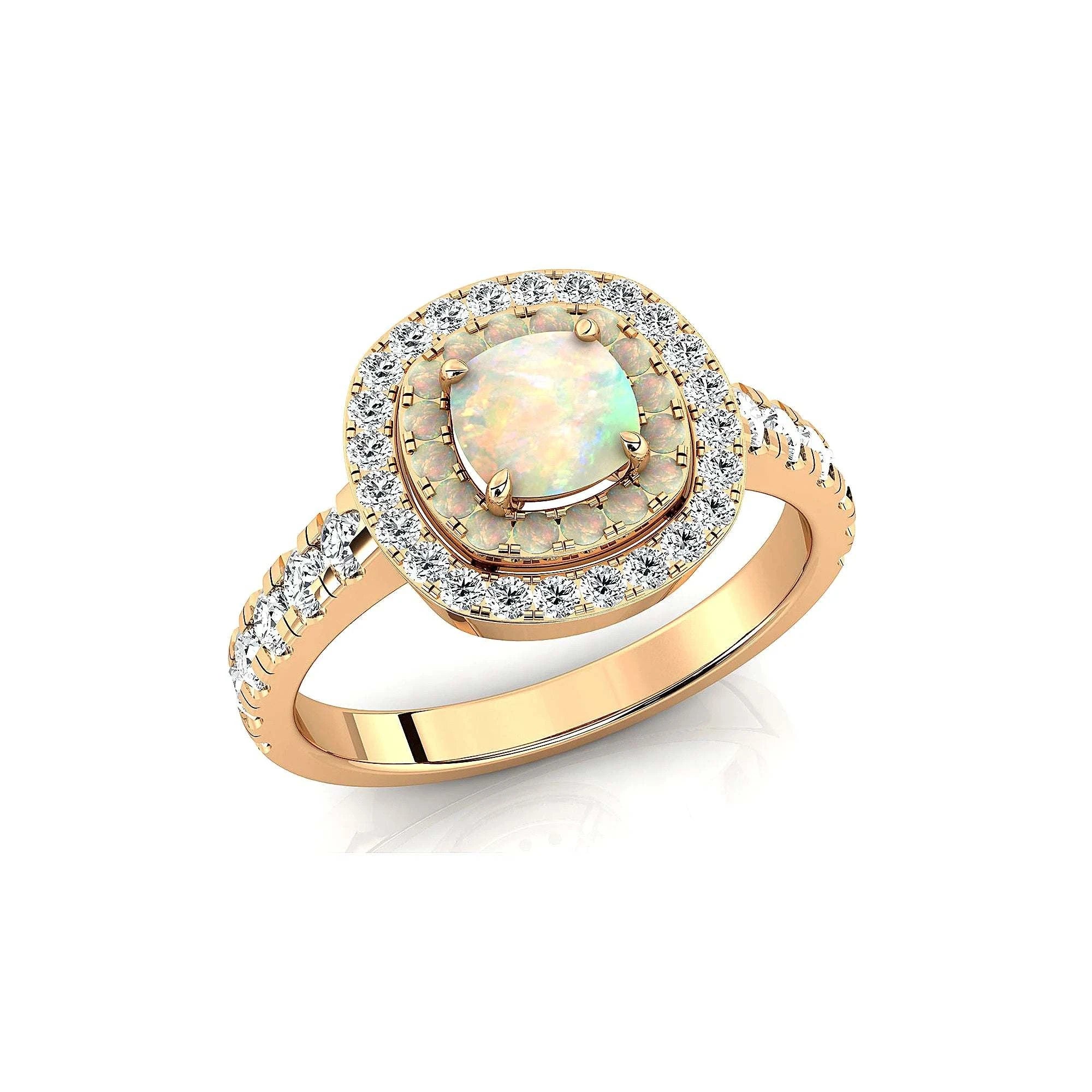 18kt Solid Gold Ethiopian Opal and Diamond Ring