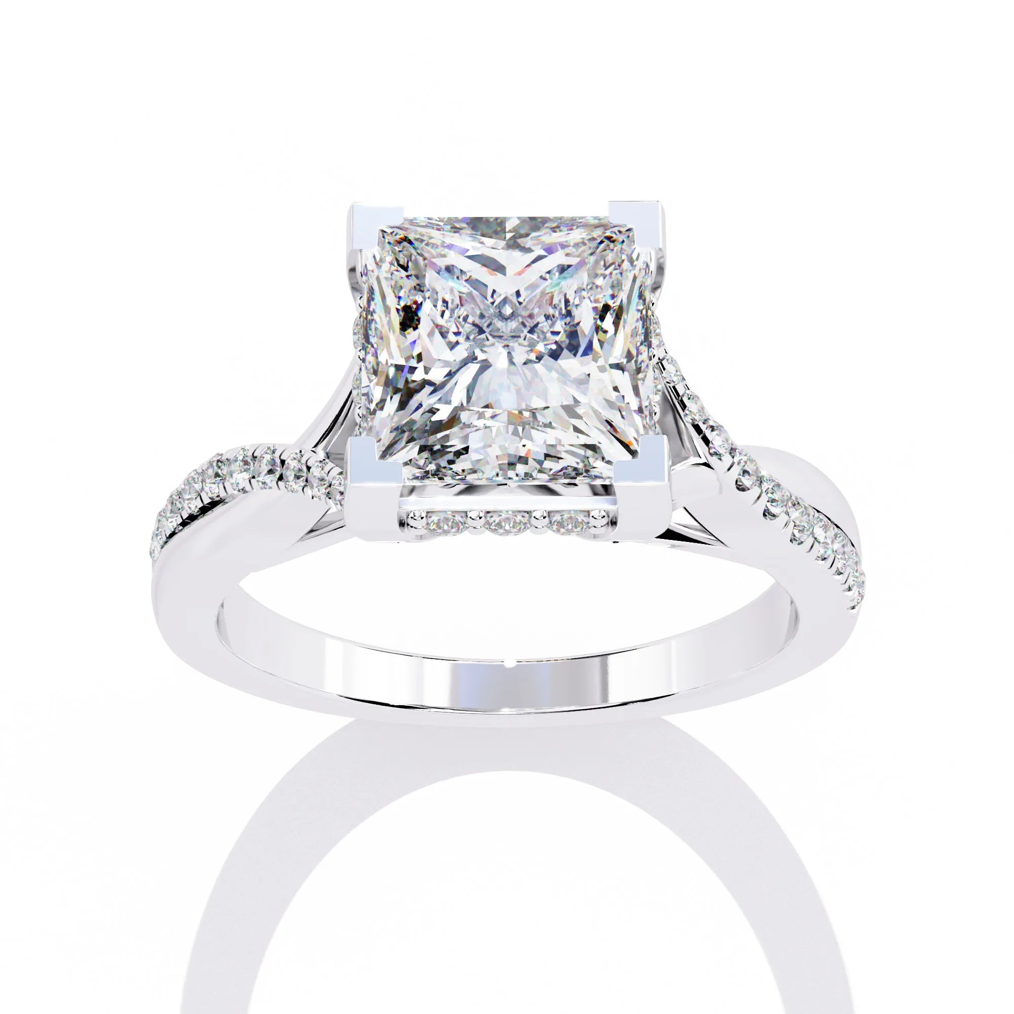 Princess Cut Diamond Ring 14K Gold Engagement Jewelry