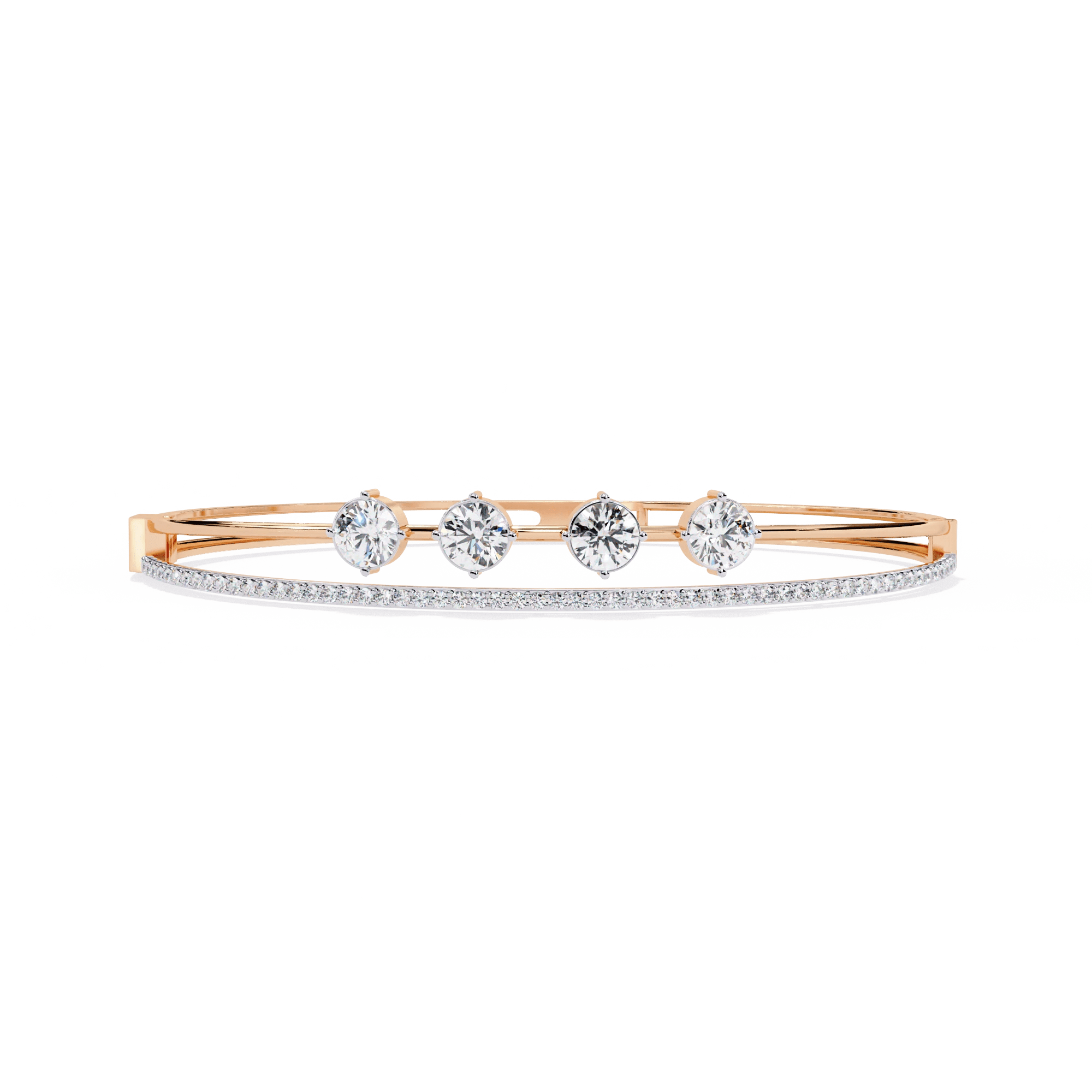 18K Gold Diamond Bangle Bracelet for Women