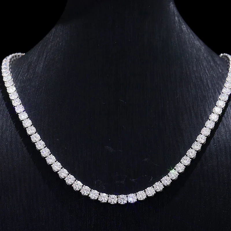 Tennis Chain Necklace Moissanite VVS 925 Sterling Silver