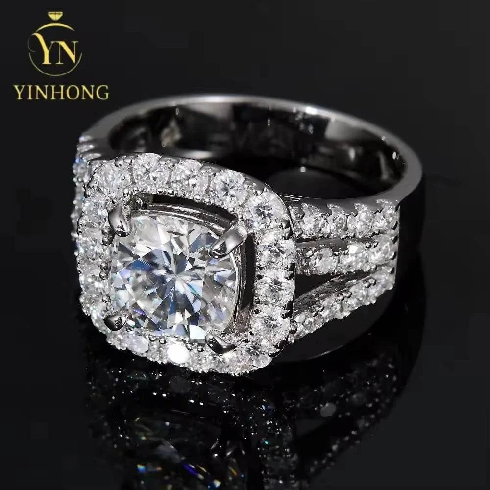 YINHONG S925 Silver Ring with Moissanite for Women