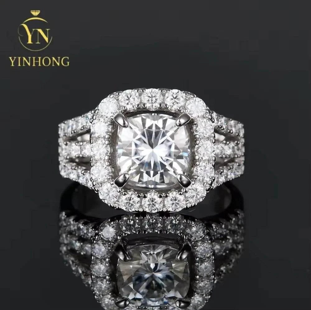 YINHONG S925 Silver Ring with Moissanite for Women