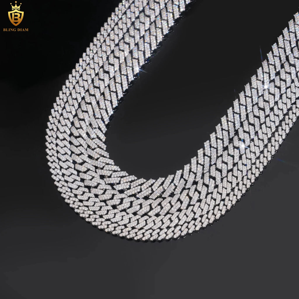925 Silver VVS Moissanite Cuban Link Chain Necklace Bracelet