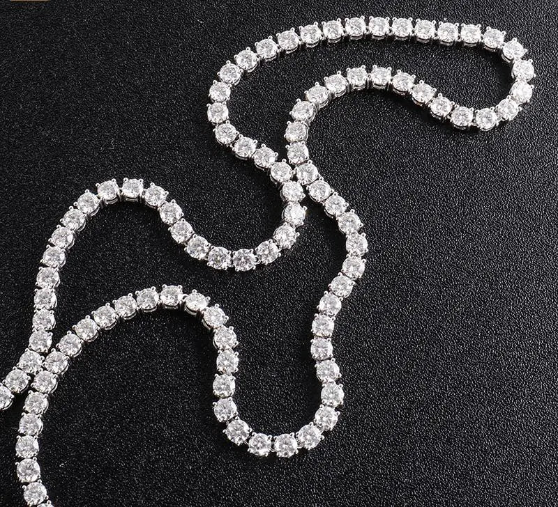 Tennis Chain Necklace Moissanite VVS 925 Sterling Silver