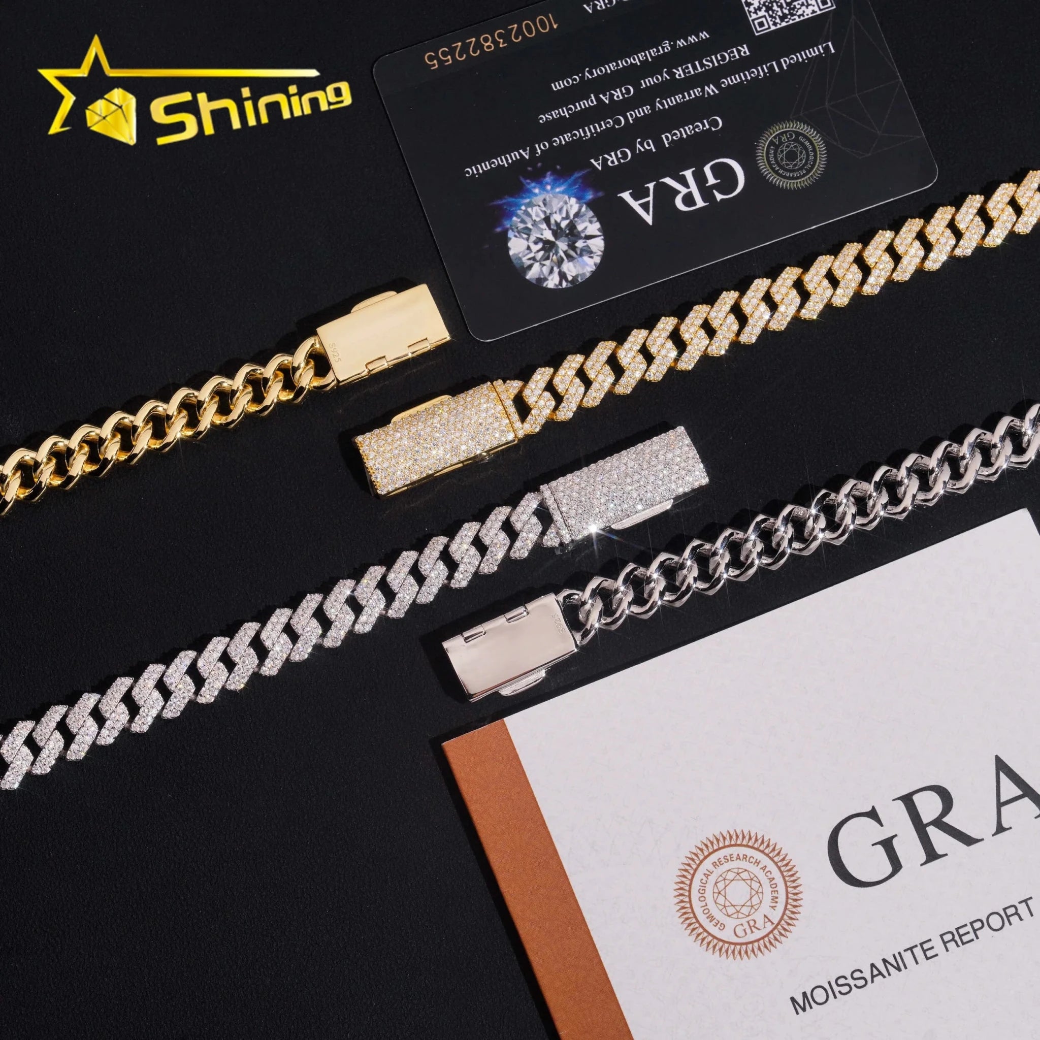 925 Silver Moissanite Cuban Link Chain 10mm Iced Out