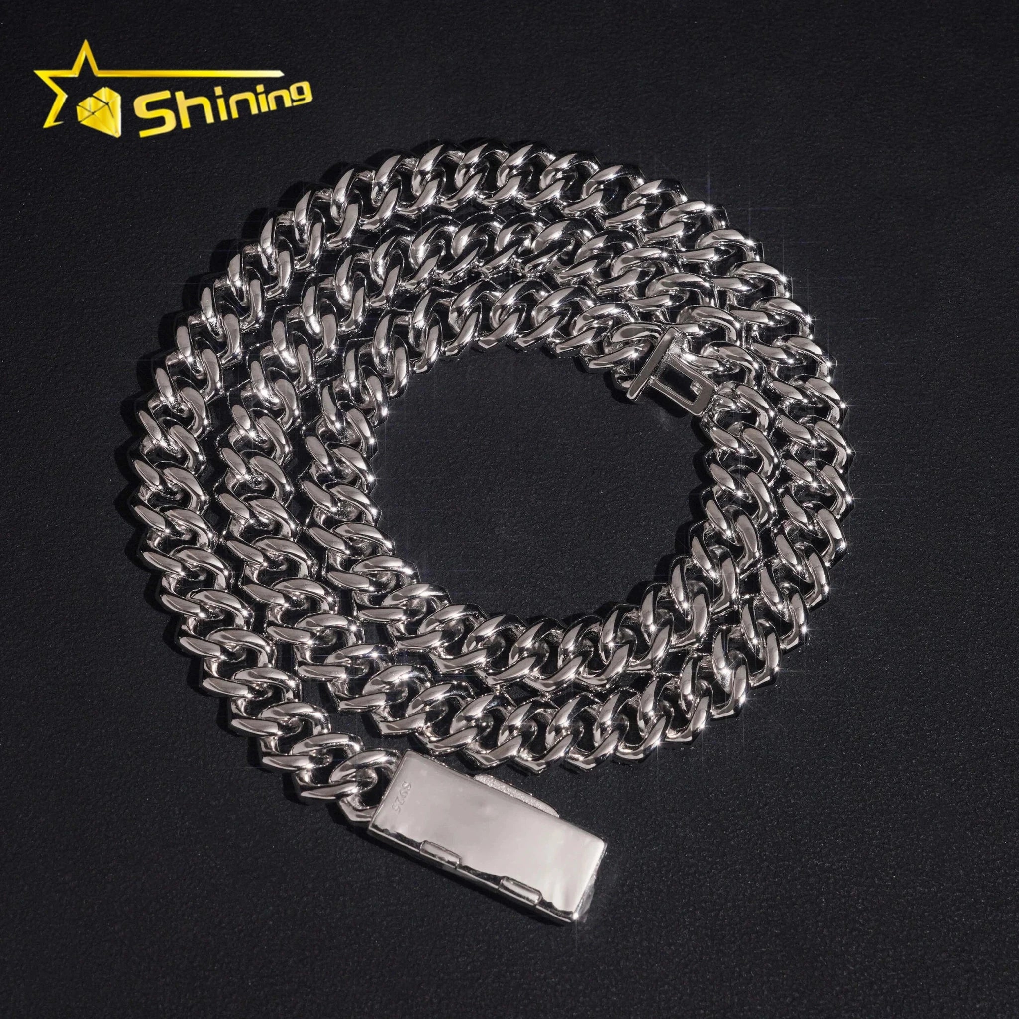 925 Silver Moissanite Cuban Link Chain 10mm Iced Out