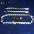 Moissanite Cuban Link Chain Necklace 15MM Silver